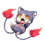  makoto_(konbumi) multiple_tails no_humans notched_ear open_mouth rivets robonyan robot simple_background solo tail two_tails white_background yellow_eyes youkai youkai_watch 