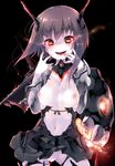  breasts brown_eyes dark_persona headband headgear kamizuki_shiki kantai_collection looking_at_viewer nipples open_mouth pale_skin red_eyes shinkaisei-kan short_hair skirt small_breasts smile solo taihou_(kantai_collection) 