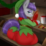  aer0_zer0 bucket christmas cutie_mark digital_media_(artwork) dock earth_pony equine female friendship_is_magic hat holidays horse looking_at_viewer mammal maud_pie_(mlp) my_little_pony pony sitting solo 