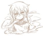  fog inazuma_eleven_(series) inazuma_eleven_go kirino_ranmaru long_hair male_focus monochrome raimon raimon_soccer_uniform sketch soccer_uniform solo sportswear ticktack_chicken twintails upper_body white_background 