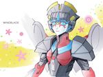  autobot blue_eyes gradient gradient_background lipstick makeup mecha_girl transformers windblade_(transformers) 