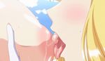  2girls animated animated_gif blonde_hair breast_grab breasts grabbing hinagata_kobato honoo_no_haramase_paidol_my_star_gakuen_z huge_breasts isuzugawa_akino large_breasts multiple_girls nipple_licking nipples saliva squeez yuri 