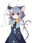  animal_ears blush capelet grey_hair highres jewelry kozakura_(dictionary) mouse_ears mouse_tail nazrin pendant red_eyes short_hair solo tail touhou 