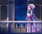  bad_id bad_twitter_id book bow capelet crescent hair_bow hair_ornament hat hat_bow indoors long_hair long_sleeves mob_cap night night_sky nr_(cmnrr) patchouli_knowledge profile purple_eyes purple_hair sky solo star_(sky) striped touhou very_long_hair vest wide_sleeves window 
