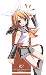  bad_id bad_pixiv_id blonde_hair blue_eyes hair_ornament hair_ribbon hairclip kagamine_rin midriff ribbon saga_taichi short_hair shorts solo vocaloid 