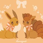  eevee gen_1_pokemon lowres no_humans pokemon pokemon_(creature) ribbon vulpix 