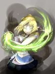  aura blonde_hair glowing glowing_eyes green_eyes mizuhashi_parsee pointy_ears short_hair solo susumu touhou 