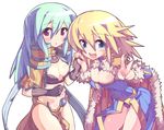  blonde_hair blue_eyes blue_hair holding_hands multiple_girls ooyama_kina ragnarok_online red_eyes sage_(ragnarok_online) v wizard_(ragnarok_online) 