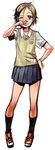  bad_id bad_pixiv_id brown_eyes brown_hair grin heisa kazama_asuka legs school_uniform short_hair skirt smile solo tekken 