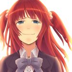  absurdres blue_eyes hair_bobbles hair_ornament happy_tears highres red_hair ribbon solo tears two_side_up umineko_no_naku_koro_ni ushiromiya_ange yooguru 