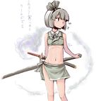  aaru_(tenrake_chaya) alternate_costume flat_chest hitodama konpaku_youmu konpaku_youmu_(ghost) midriff navel ribbon solo touhou 