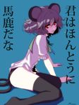  animal_ears bad_id bad_pixiv_id grey_hair jewelry kuronuko_neero mouse_ears mouse_tail nazrin panties pendant red_eyes signature smile solo tail thighhighs touhou translated underwear 