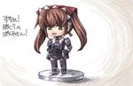  alicia_melchiott brown_eyes brown_hair chibi long_hair military military_uniform senjou_no_valkyria senjou_no_valkyria_1 skirt takelu thigh-highs thighhighs twintails uniform 