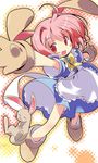  animal_ears asoka bunny bunny_ears damien_(ukagaka) mimimi_(ukagaka) pink_eyes pink_hair ukagaka 