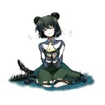  animal_ears cheese eating food happy mouse_ears mouse_tail nazrin onimaru_gonpei sitting solo tail tail_wagging touhou wariza 