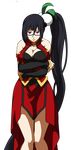  absurdres black_hair blazblue breasts china_dress chinese_clothes cleavage cleavage_cutout dress glasses hair_ornament highres lao_jiu large_breasts litchi_faye_ling long_hair official_art panda ponytail purple_eyes solo transparent_background vector_trace very_long_hair 