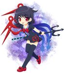  :p black_hair black_legwear dress houjuu_nue mochiya_marosuke polearm red_eyes short_hair snake solo thighhighs tongue tongue_out touhou trident weapon wings zettai_ryouiki 