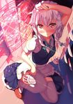  blush braid highres izayoi_sakuya kantoku_(style) kawai looking_at_viewer magic_circle maid red_eyes solo touhou white_hair 