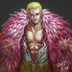  1boy blonde_hair donquixote_doflamingo feathers hair lt male_focus one_piece 