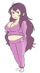  1girl breasts inkerton-kun large_breasts murasaki_(senran_kagura) plump purple_eyes purple_hair senran_kagura simple_background 