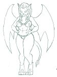 2015 anthro belly bra breasts clothing digital_media_(artwork) disney felid female gargoyles hair maggie_reed_(gargoyles) mammal mutate_(gargoyles) navel panties postpartum_stomach redout sketch slightly_chubby solo underwear wings