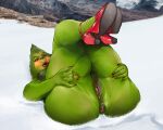 absurd_res anthro anus areola band1tnsfw big_areola big_nipples blush blush_lines breath clothing colored_nails darkened_genitalia digital_drawing_(artwork) digital_media_(artwork) female female_anthro female_focus footwear fur genitals glistening glistening_genitalia green_body green_fur green_skin grinch hi_res high_heels how_the_grinch_stole_christmas! lips looking_at_butt mountain nails nipple_piercing nipples nude overweight overweight_anthro overweight_female piercing puffy_anus pussy red_clothing red_footwear red_lips red_nails red_shoes shoes snow solo spread_legs spread_pussy spreading steam wide_hips yellow_eyes