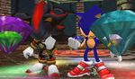  2001 2boys altar animal animated animated_gif black_hair blue_hair chaos_emerald clenched_hands colored concentrating eyes_closed gloves hedgehog multiple_boys sega shadow_the_hedgehog shoes sonic sonic_adventure_2 sonic_the_hedgehog 