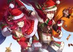  blue_cape bodysuit breasts cape christmas facial_mark fire_emblem fire_emblem_engage fire_emblem_heroes gaius_(fire_emblem) gzei hair_ornament hat holding holding_sack holly holly_hair_ornament ice_pick multicolored_cape multicolored_clothes red_bodysuit red_cape red_eyes red_hair sack santa_hat star_(symbol) star_facial_mark star_hair_ornament star_print two-tone_cape yunaka_(fire_emblem) yunaka_(fire_emblem)_(spirited_envoy) 