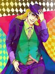  blonde_hair hand_on_headwear hat jojo_no_kimyou_na_bouken long_hair male_focus phantom_blood robert_eo_speedwagon scar solo tegaki top_hat yuu_knight3858 