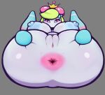 absurd_res anus areola big_butt biped breasts butt female generation_5_pokemon genitals grey_background hi_res legs_back lilligant lying nebssik nintendo nipples not_furry on_back pokemon pokemon_(species) pussy simple_background solo