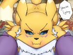 anthro bandai_namco bodily_fluids digimon digimon_(species) female first_person_view fox_spirit fox_tail hi_res renamon rizal rizal_ok solo tears