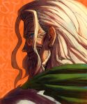  1boy barbarvsah beard blue_eyes chinese_commentary closed_mouth commentary_request facial_hair glasses highres long_hair male_focus mustache old old_man one_piece round_eyewear silvers_rayleigh smile solo white_hair 