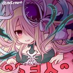  blonde_hair breasts clenched_hand ghost hair_over_one_eye hat large_breasts marshmallow_mille pandora_(p&amp;d) purple_eyes puzzle_&amp;_dragons smile solo twitter_username yes yes-no_pillow 