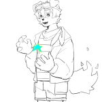 4_fingers 5_fingers absurd_res anthro blewdiner bottomwear canid canine canis clothed clothing domestic_dog eyewear fingers floppy_ears fluffy fluffy_tail fully_clothed goggles hi_res hoodie kemono male mammal shirt shorts sketch slim_anthro slim_male solo star tail topwear