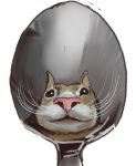  animal animal_focus cat lowres mossacannibalis no_humans original reflection simple_background spoon whiskers white_background yellow_cat 
