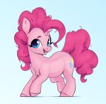 absurd_res aquaticvibes blue_background blue_eyes cutie_mark earth_pony equid equine eyebrows eyelashes female feral friendship_is_magic hair hasbro hi_res hooves horse looking_at_viewer mammal my_little_pony open_mouth pink_body pink_hair pink_tail pinkie_pie_(mlp) pony quadruped simple_background solo tail teeth