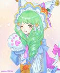  1girl animal_hands cat_paw cat_paws fake_tail fire_emblem fire_emblem:_three_houses fire_emblem_heroes flayn_(fire_emblem) flayn_(halloween)_(fire_emblem) food gloves green_eyes halloween halloween_costume helen_(helen2210hk) jack-o&#039;-lantern jack-o&#039;-lantern_hat_ornament light_blue_dress long_hair looking_at_viewer pants paw_gloves paw_shoes star-shaped_food star_(symbol) striped_clothes striped_leggings striped_pants tail vertical-striped_clothes vertical-striped_leggings vertical-striped_pants 