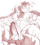  2boys abs absurdres animal_ear_fluff animal_ears bara biting_shoulder blue_doggo_(ttn) bulge chest_tuft dog_boy dog_ears erection erection_under_clothes erection_under_towel facial_hair foreshortening from_below furry furry_male furry_with_furry girthy_penis goatee_stubble grabbing grabbing_from_behind highres large_pectorals male_focus multiple_boys muscular muscular_male nipples original pectoral_grab pectorals penis precum precum_drip red_theme short_hair solo_focus stubble thick_eyebrows thick_thighs thighs ttn_(239_239) two-tone_fur uncensored v-shaped_eyebrows yaoi 