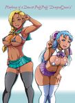  :p areolae armpits bent_over bianca bikini black_bikini black_legwear blonde_hair blue_eyes blush bow bra bracelet braid breasts cameltoe choker dark_skin dragon_quest dragon_quest_v earrings fingernails flora ganguro hair_bow hair_over_shoulder halftone halftone_background jewelry large_breasts leaning_forward long_hair micro_bikini microskirt miniskirt motsu_ryouri multiple_girls navel navel_piercing open_mouth piercing pink_nails pleated_skirt school_uniform serafuku single_braid skirt smile string_bikini swimsuit tan thick_thighs thigh_gap thighhighs thighs thong thong_bikini tongue tongue_out translation_request underwear v white_bikini white_legwear white_swimsuit 