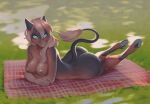 anthro brianna equid equine female hooves looking_at_viewer lying mammal on_front papillaeci simple_background solo