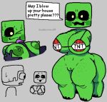 big_breasts blush bodily_fluids bra breast_play breasts clothing creeper_(minecraft) duo enderman female floating_head genitals green_body green_skin loudnormal4 male male/female microsoft minecraft mojang penis pussy sex solo steve_(minecraft) sweat tagme text thick_thighs titfuck underwear xbox_game_studios