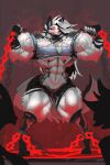 2:3 abs absurd_res anthro barely_contained big_muscles big_pecs black_body black_bottomwear black_clothing black_fur black_shorts bottomwear breasts canid canid_demon chain chained claws clothing demon female flexing fur growth hair hellhound helluva_boss hi_res huge_muscles huge_pecs huge_thighs legwear long_hair long_tail loona_(helluva_boss) mammal megguado multicolored_body multicolored_fur muscle_growth muscular muscular_anthro muscular_arms muscular_female muscular_legs muscular_thighs pecs red_eyes sharp_teeth shorts solo tail teeth thick_thighs thigh_highs torn_clothing vein veiny_muscles white_body white_fur white_hair