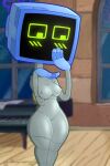 animate_inanimate breasts chaclaveloz curvy_figure electronics female grey_body hi_res humanoid karen_plankton machine nickelodeon not_furry robot screen solo spongebob_squarepants standing wide_hips