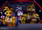 absurd_res animatronic avian bird car chicken cupcake_(fnaf) e4hargus female five_nights_at_freddy&#039;s five_nights_at_freddy&#039;s:_security_breach five_nights_at_freddy&#039;s_2 food galliform gallus_(genus) glamrock_chica_(fnaf) group hi_res machine phasianid pizza robot scottgames steel_wool_studios steering_wheel toy_chica_(fnaf) trio vehicle withered_chica_(fnaf)