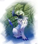  absol bright_pupils claws dated full_body highres likey looking_at_viewer no_humans pokemon pokemon_(creature) red_eyes solo white_fur white_pupils 