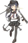  ;) akatsuki_(kantai_collection) anchor anchor_symbol black_eyes black_hair black_legwear black_skirt depth_charge depth_charge_projector flat_cap full_body hat kantai_collection light long_hair long_sleeves looking_at_viewer machinery neckerchief official_art one_eye_closed pantyhose pleated_skirt red_neckwear remodel_(kantai_collection) school_uniform searchlight serafuku skirt smile solo transparent_background turret yadokari_(migihashi) 