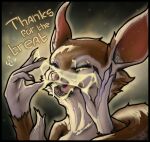 anthro bodily_fluids cum cum_in_mouth cum_inside cum_on_face dota eyes_closed fangs female genital_fluids hoodwink_(dota) licking mammal rodent saintmarmo sciurid self_lick solo tail teeth tongue tongue_out tree_squirrel valve