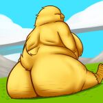 anthro avian big_breasts big_butt breasts butt butt_focus cellulite chocobo female final_fantasy hi_res overweight overweight_female oystercatcher7 sitting slightly_chubby slightly_chubby_female solo solo_focus square_enix stretch_marks thick_thighs