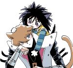  2boys :3 animal_ears animal_hands arm_strap biting black_hair black_shirt blue_eyes blue_shirt blush_stickers bright_pupils brothers brown_hair carrying cat_boy cat_day cat_ears cat_paws cat_tail coat dooboo_ygo ear_biting elbow_rest expressionless happy head_on_hand highres jewelry kaiba_mokuba kaiba_seto kemonomimi_mode leaning_forward long_hair long_sleeves looking_at_another looking_down looking_up male_focus multiple_boys necklace piggyback purple_eyes shirt short_hair siblings simple_background sleeveless sleeveless_coat smile spiked_hair tail trading_card turtleneck_shirt two-sided_fabric upper_body vambraces vest white_background white_coat yellow_vest yu-gi-oh! yu-gi-oh!_duel_monsters 
