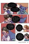 bastriw bodily_fluids brown_eyes canid canine canis clothing comic dani_(bastriw) dialogue domestic_cat domestic_dog felid feline felis female fernando_(bastriw) hi_res male mammal pato_(bastriw) purple_eyes sweat sweatdrop text yellow_eyes